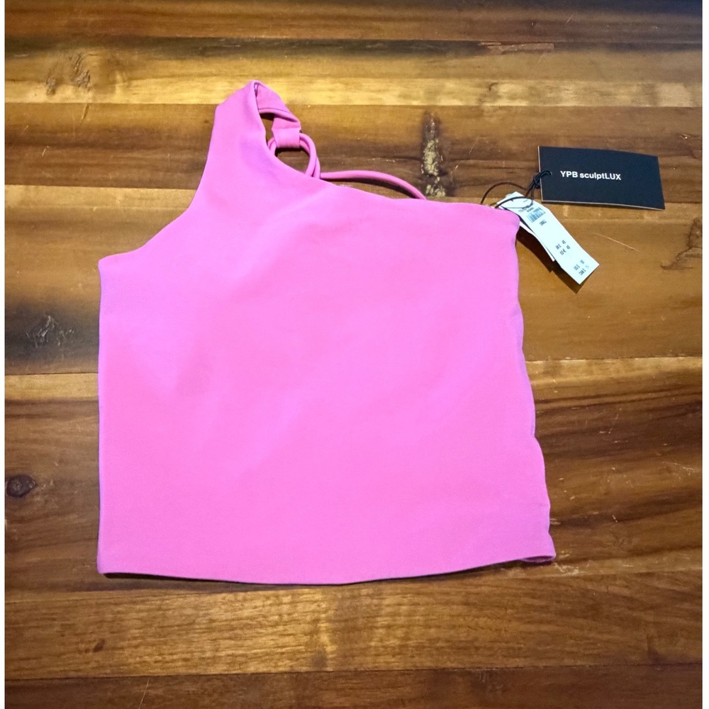 Abercrombie YPB sculptLUX One Shoulder Tank Top Pink Small NWT